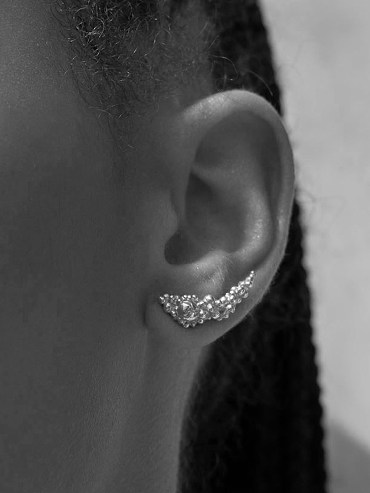 Céleste Deux Asymmetrical Stud Earrings Silver
