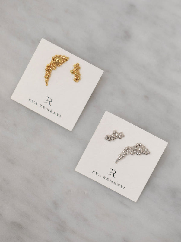 Céleste Deux Asymmetrical Stud Earrings Gold