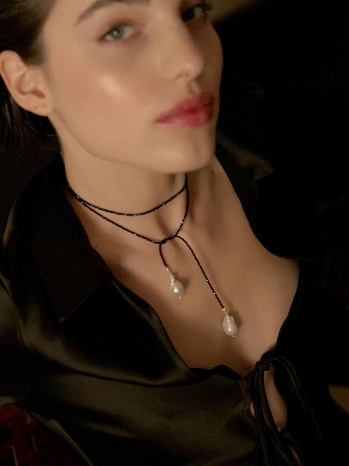 Black Swan Wrap Necklace