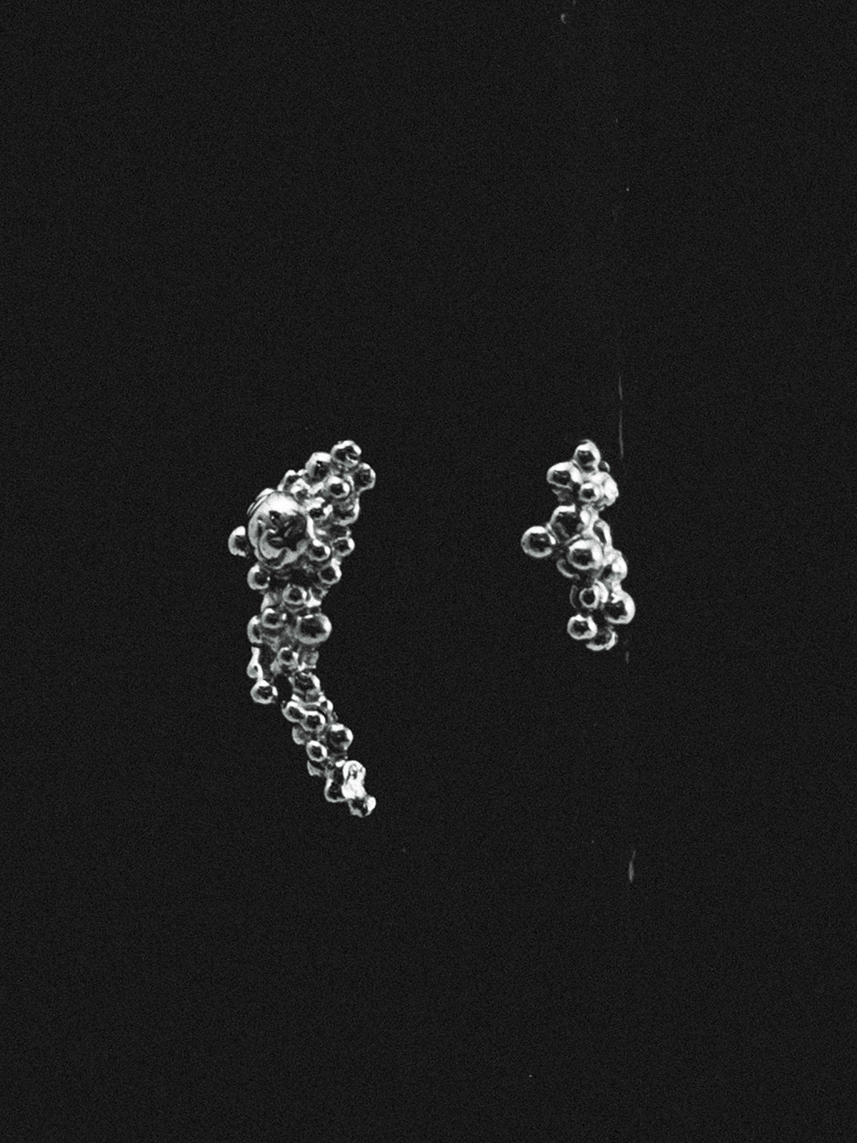 Céleste Deux Asymmetrical Stud Earrings Silver