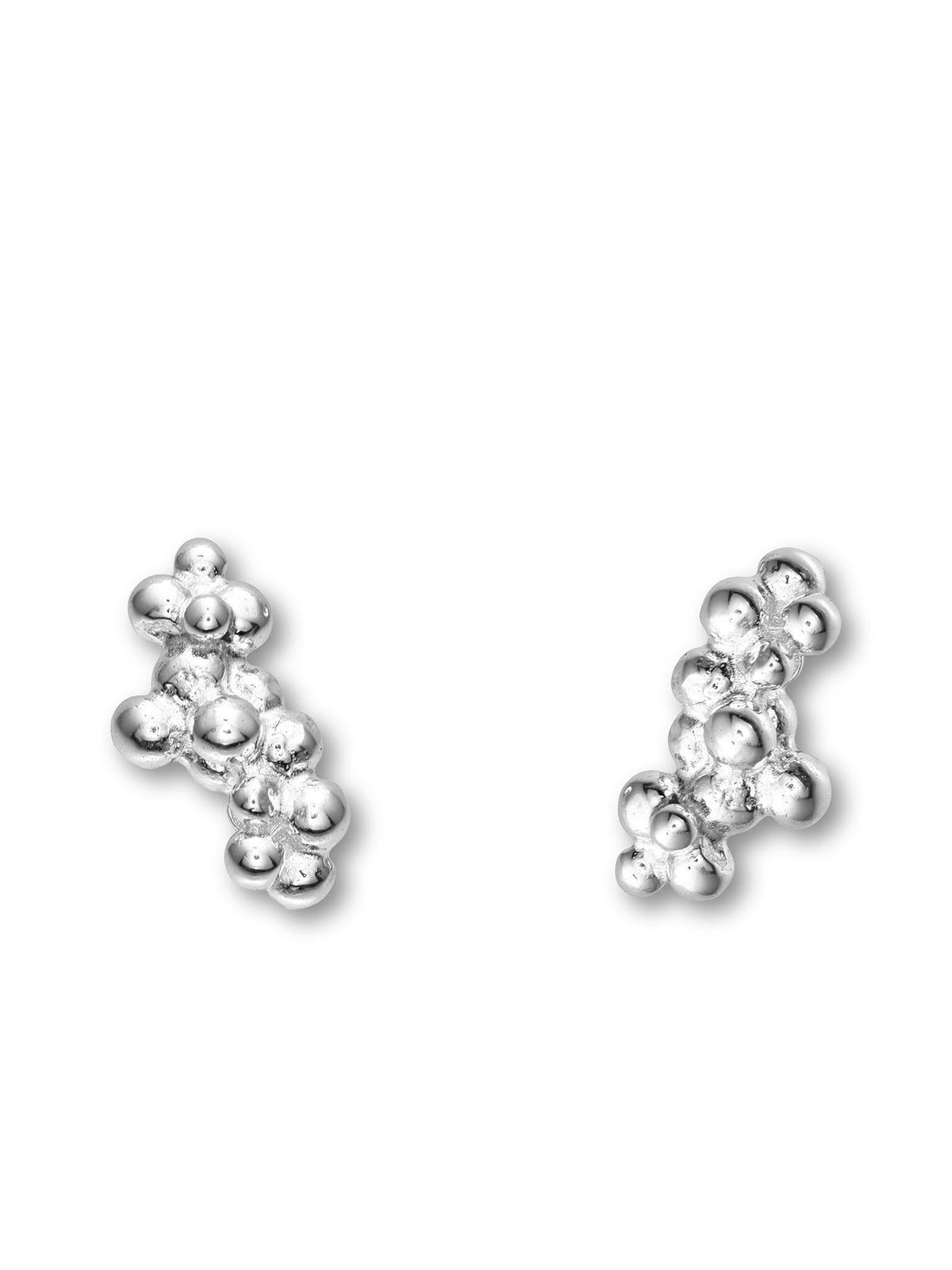 Céleste Deux Caviar Stud Earrings Silver