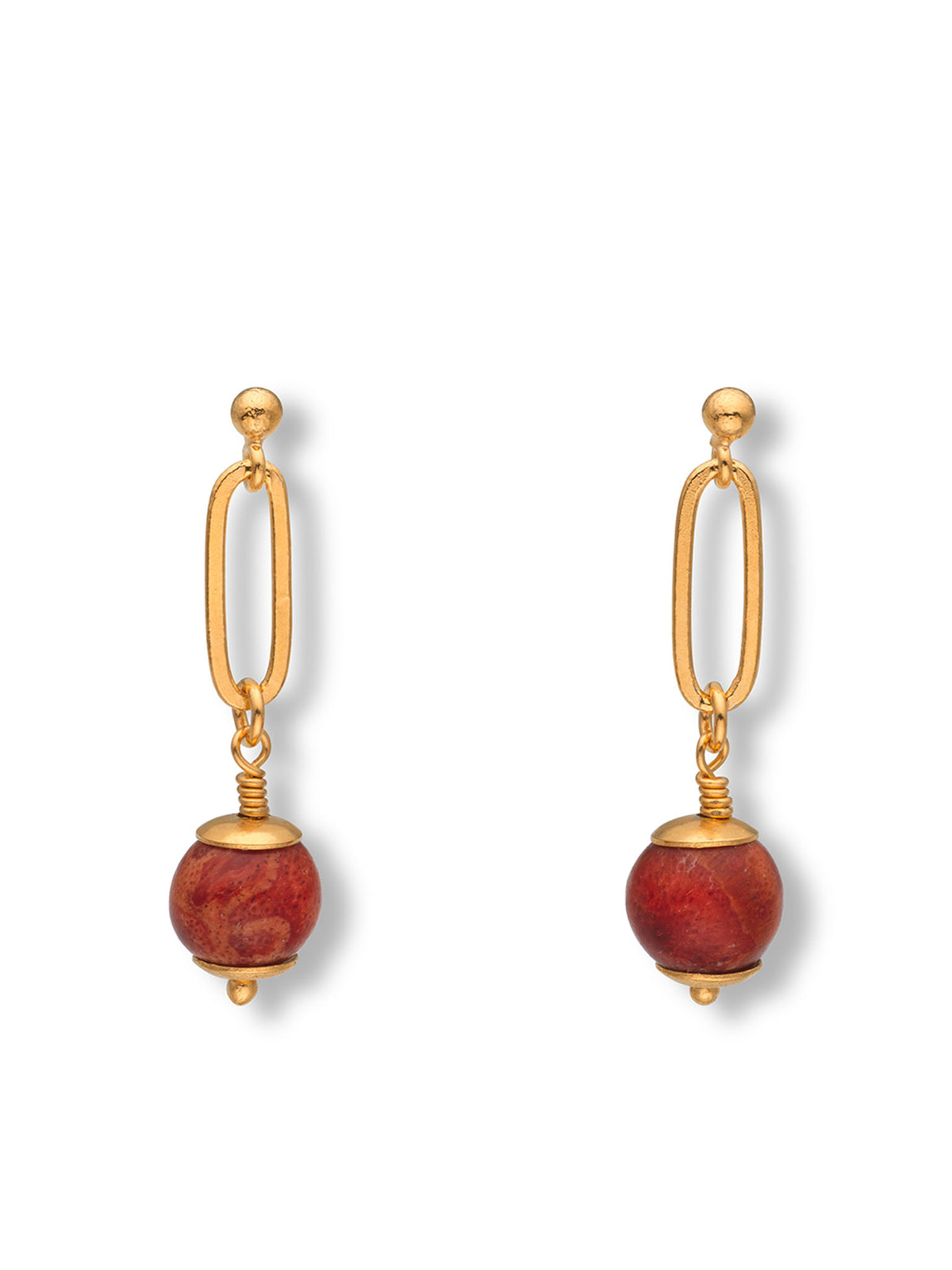 Coral Fireball Earrings