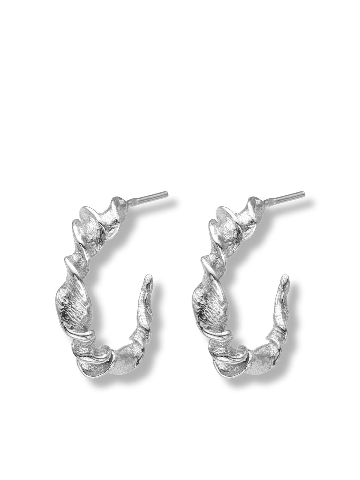 Twisted Hoop Earrings Silver