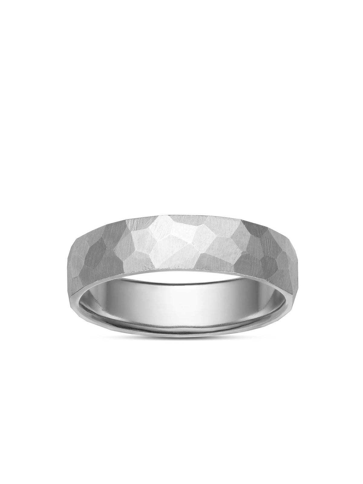 Faceted Wedding Band / White Gold